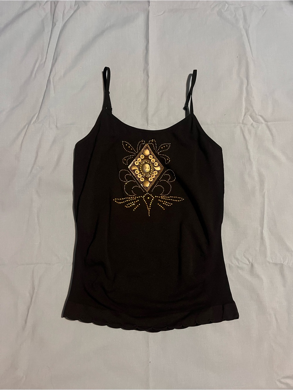 Connection 18 Black Cami with Gold Stud Embellishment